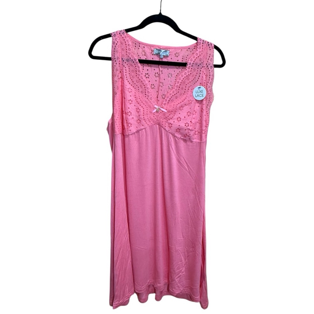 Daisy Fuentes Pink Luxe Lace Nightgown Sleep Dress 1X NWT Super Soft